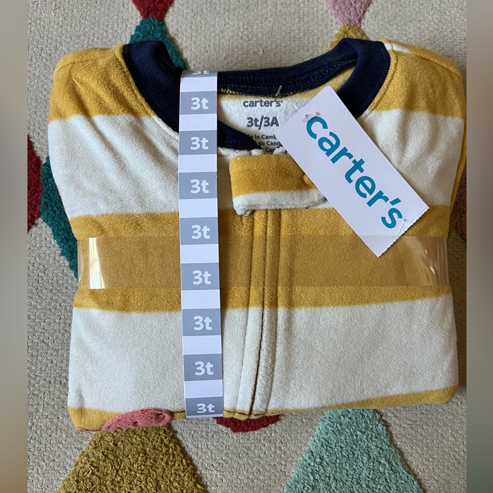 Carter's Mustard and White Striped one piece pajamas
